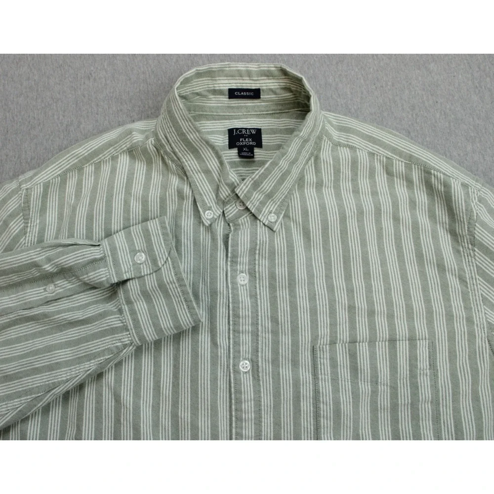 J Crew Shirt Mens‎ XL Striped 100% Cotton Classic Fit Flex Oxford Button Down